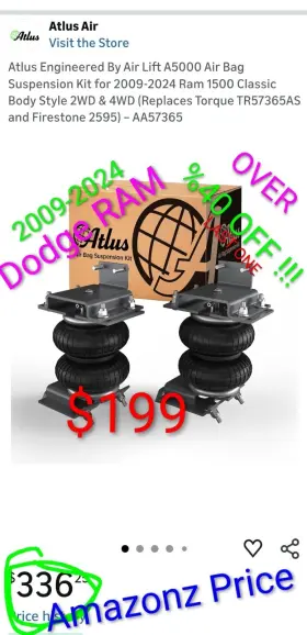 850075635160 AIR LIFT Atlus Bag Suspension Kit 1500 2WD 4X4