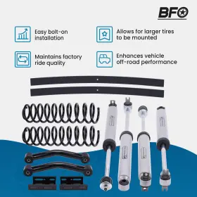 A3KX4B BFO Lift Coil Springs Shocks Kit Xj 2WD 4WD Jeep #2