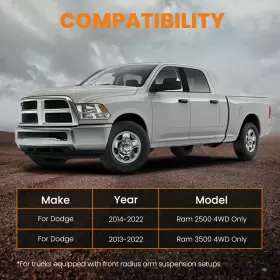 KD8E29 BFO Front Leveling Lift Shock Extenders Kit 3500 Dodge #3