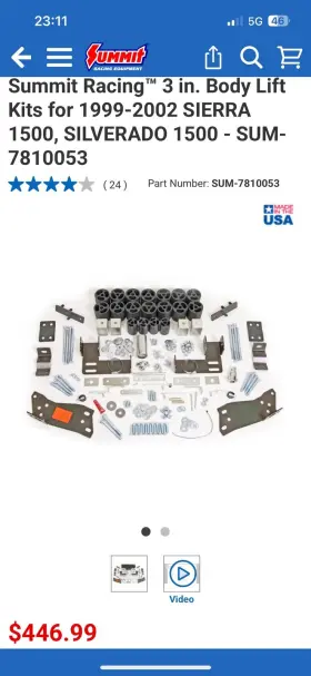 7810053 CHEVROLET Body Lift Kit Chevy Silverado