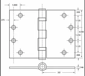 644391832323 HINGE OUTLET Throw Steel Oil Finish #3