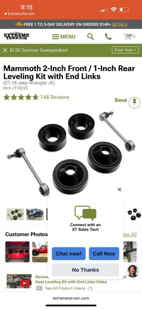 J110222 JEEP Jk Mammoth Leveling Kit