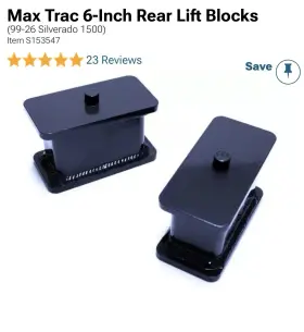 810060 MAX TRAC Rear Lift Blocks Chevy