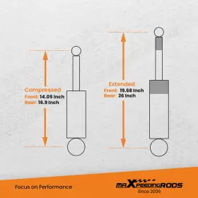 2R3PNS MAXPEEDINGRODS Lift Shocks Kit 1500 2WD Dodge Ram #3