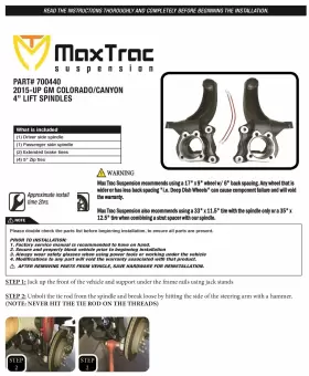 700440 MAXTRAC Box Front Lift Spindles 2WD Chevy #2