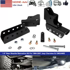 NOQP615 NO-AUTO Rear Shackle Relocation Kit Xj 2WD 4WD Jeep
