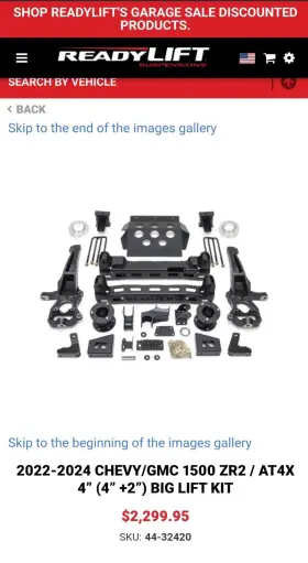 44-32420 READYLIFT Big Lift Kit 1500 ZR2 Chevy Gmc