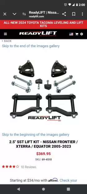 69-4510 READYLIFT Lift Kit Nissan Frontier