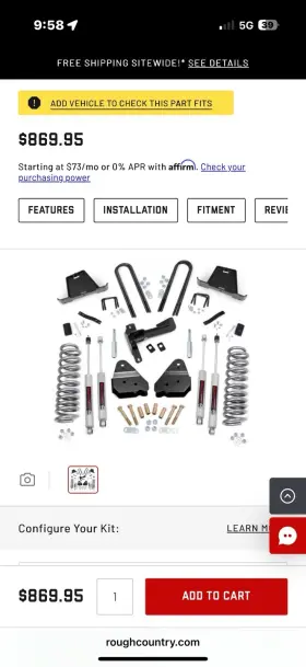 479.20 ROUGH COUNTRY Suspension Lift Kit F-250 350 4WD Ford