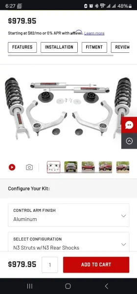 31431 ROUGH COUNTRY SUSPENSION Lift Strut Shocks Kit 1500 4WD