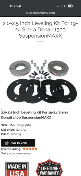 GM925RM SUSPENSION MAXX Leveling Kit 1500 Gmc Chevrolet