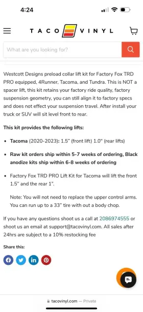 35103A WESTCOTT Pro Lift Kit Tacoma #3