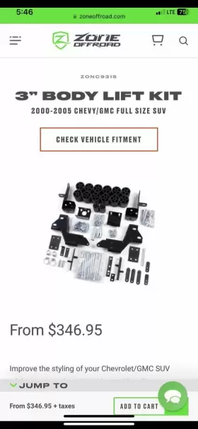 C9315 ZONE OFFROAD Body Lift Kit Suv Chevy Gmc Road