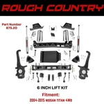 Rough Country 6 Inch Suspension Lift Kit For 2004-2015 Nissan Titan 4wd. Fixed Price $1099.95.