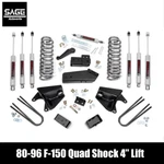 4 Inch Lift For 80-96 Ford F-150 With Quad Front Shocks. Fixed Price $729.95.
