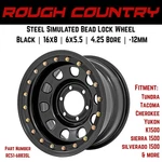 Rough Country Simulated Bead Lock 16x8 6x5.5 -12mm Offset Black Wheel Set Of 4. Fixed Price $679.80.
