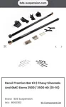 Recoil Traction Bar Kit Chevy Silverado And Gmc Sierra 2500 / 3500 Hd (01-10). Fixed Price $900.00.