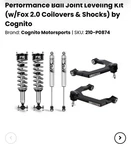 Cognito 210-p0874 3" Leveling Kit W/fox Coilover Shocks For 19-25 Gm 1500. Fixed Price $2399.00.