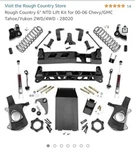 Rough Country 6" Lift Kit For 99-06 Chevy Silverado Gmc Sierra 1500 4wd - 27220a. Fixed Price $1300.00.